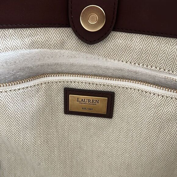 Lauren Ralph Lauren Leather Medium Witley Bucket Bag in Dark Mahogany, New - Picture 13 of 16